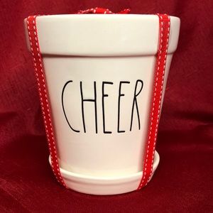 Rae Dunn “CHEER” Planter Flower Pot & Tray New